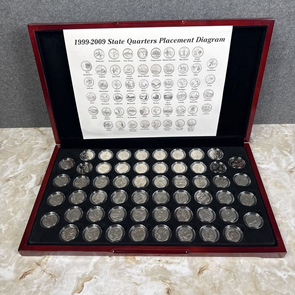 1999-2009 STATE QUARTER SET W/PLACEMENT DIAGRAM 56 PIECE